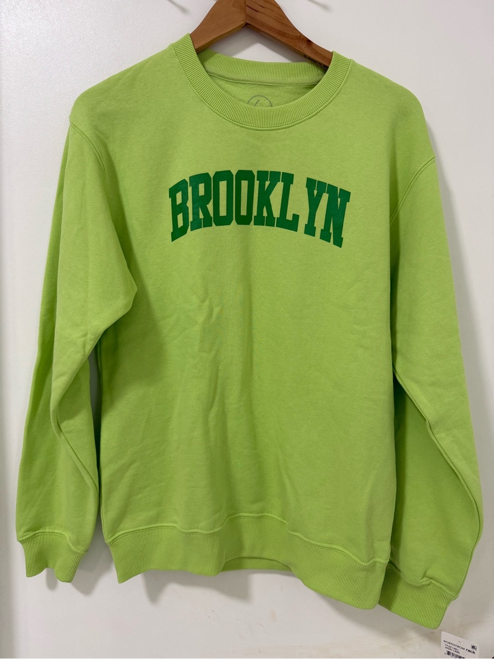 URBAN OUTFITTERS Brooklyn Logo Crewneck Sweater - Lime Green